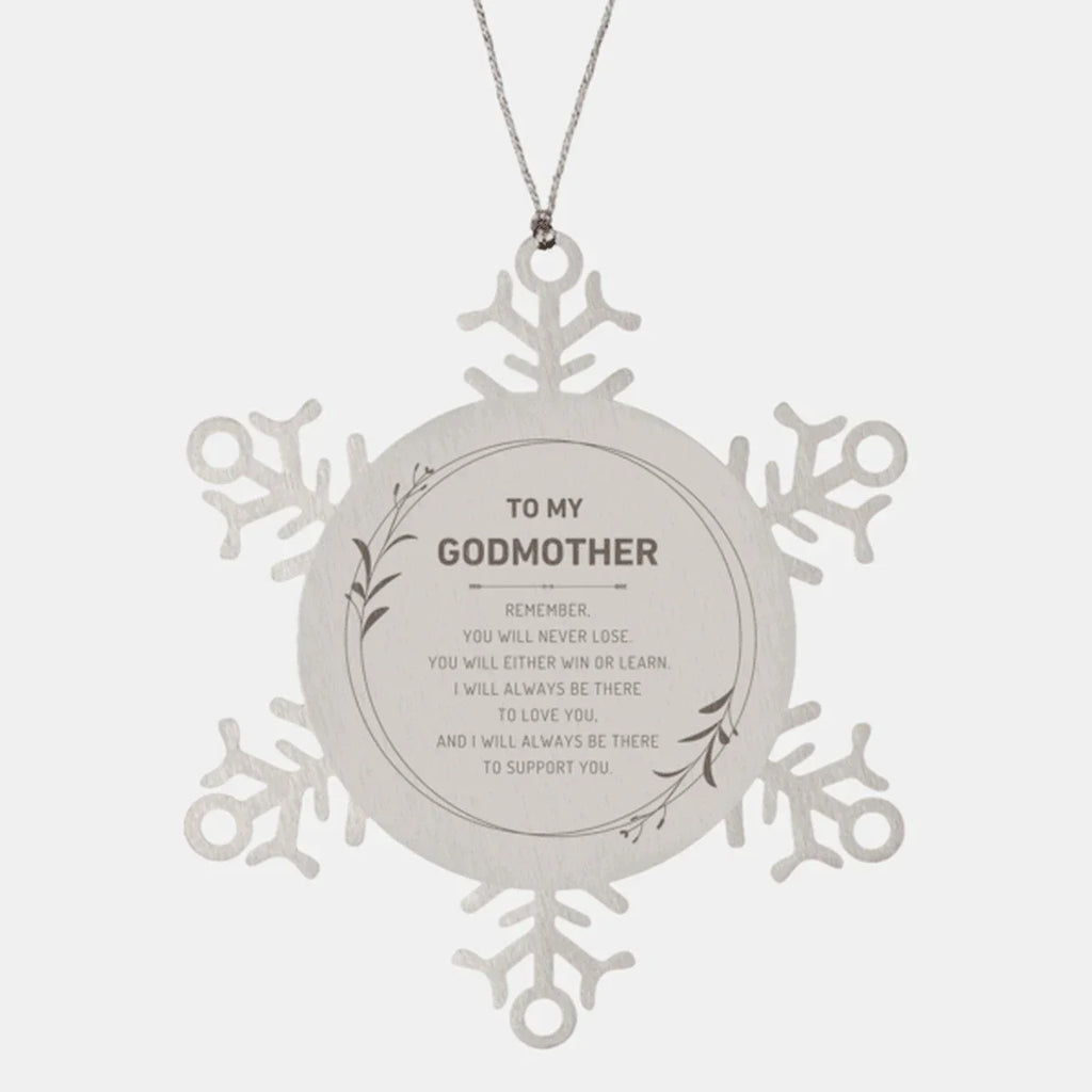 Godmother Ornament Gifts, To My Godmother Remember, you will never lose. You will either WIN or LEARN, Keepsake Snowflake Ornament For Godmother, Birthday Christmas Gifts Ideas For Godmother X-mas Gifts