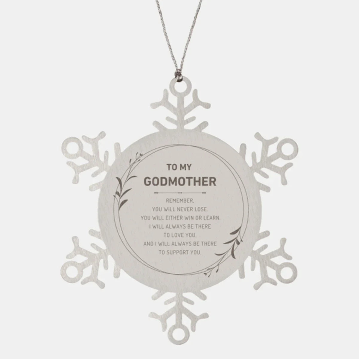 Godmother Ornament Gifts, To My Godmother Remember, you will never lose. You will either WIN or LEARN, Keepsake Snowflake Ornament For Godmother, Birthday Christmas Gifts Ideas For Godmother X-mas Gifts