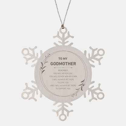 Godmother Ornament Gifts, To My Godmother Remember, you will never lose. You will either WIN or LEARN, Keepsake Snowflake Ornament For Godmother, Birthday Christmas Gifts Ideas For Godmother X-mas Gifts