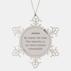 Godson Long Distance Relationship Gifts, No matter the miles that separate us, Cute Love Snowflake Ornament For Godson, Birthday Christmas Unique Gifts For Godson