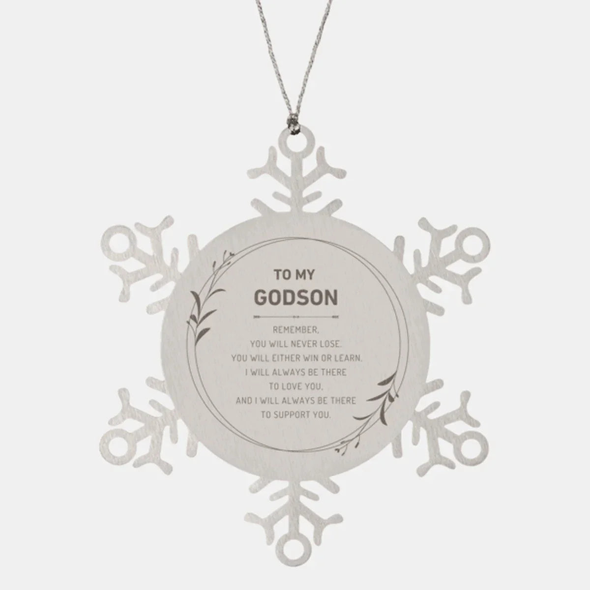 Godson Ornament Gifts, To My Godson Remember, you will never lose. You will either WIN or LEARN, Keepsake Snowflake Ornament For Godson, Birthday Christmas Gifts Ideas For Godson X-mas Gifts