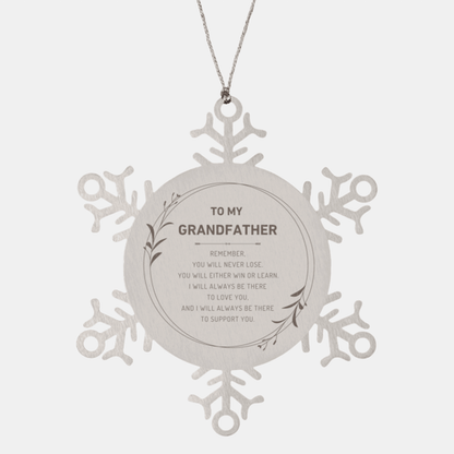 Grandfather Ornament Gifts, To My Grandfather Remember, you will never lose. You will either WIN or LEARN, Keepsake Snowflake Ornament For Grandfather, Birthday Christmas Gifts Ideas For Grandfather X-mas Gifts