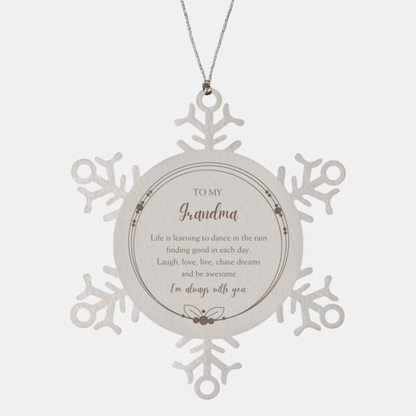 Grandma Christmas Snowflake Ornament Birthday Gifts Life is learning to dance in the rain