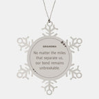 Grandma Long Distance Relationship Gifts, No matter the miles that separate us, Cute Love Snowflake Ornament For Grandma, Birthday Christmas Unique Gifts For Grandma