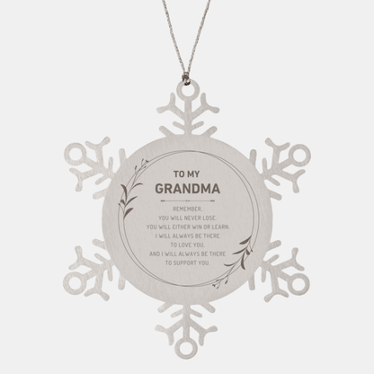 Grandma Ornament Gifts, To My Grandma Remember, you will never lose. You will either WIN or LEARN, Keepsake Snowflake Ornament For Grandma, Birthday Christmas Gifts Ideas For Grandma X-mas Gifts