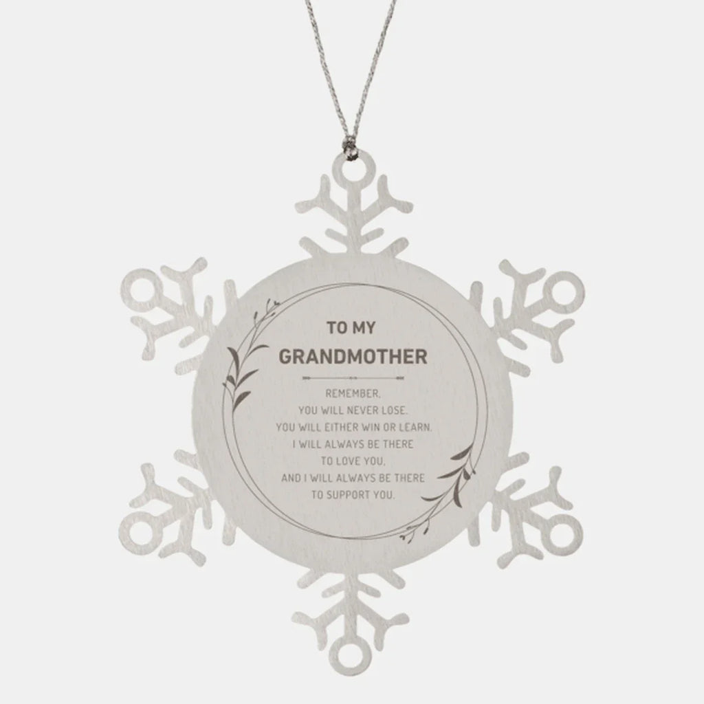 Grandmother Ornament Gifts, To My Grandmother Remember, you will never lose. You will either WIN or LEARN, Keepsake Snowflake Ornament For Grandmother, Birthday Christmas Gifts Ideas For Grandmother X-mas Gifts