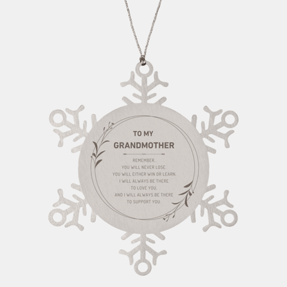Grandmother Ornament Gifts, To My Grandmother Remember, you will never lose. You will either WIN or LEARN, Keepsake Snowflake Ornament For Grandmother, Birthday Christmas Gifts Ideas For Grandmother X-mas Gifts