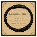 Grandmother Stone Leather Bracelets Motivational Heartfelt Birthday, Christmas Gift - You are Braver than you Believe