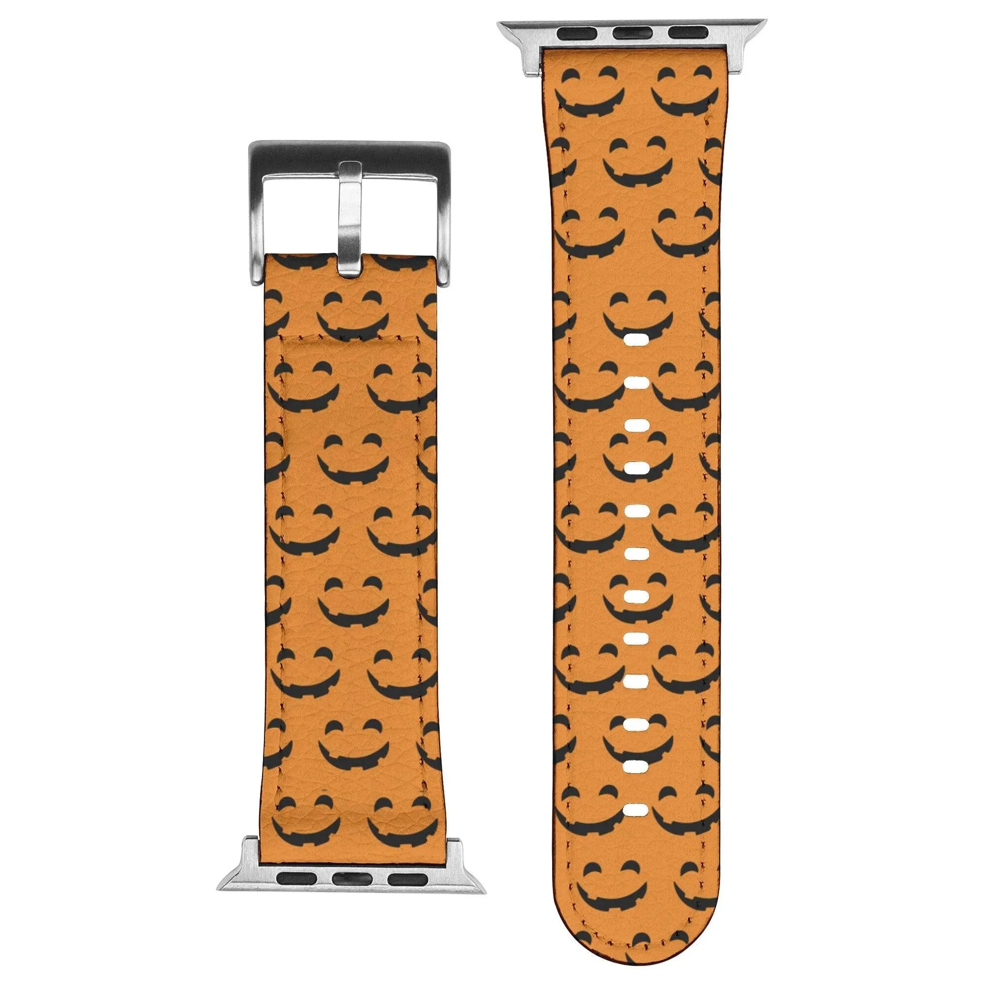 Halloween Jack-O-Lantern Leather Watch Band