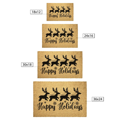 Happy Holidays Reindeer Outdoor Mat - Mallard Moon Gift Shop