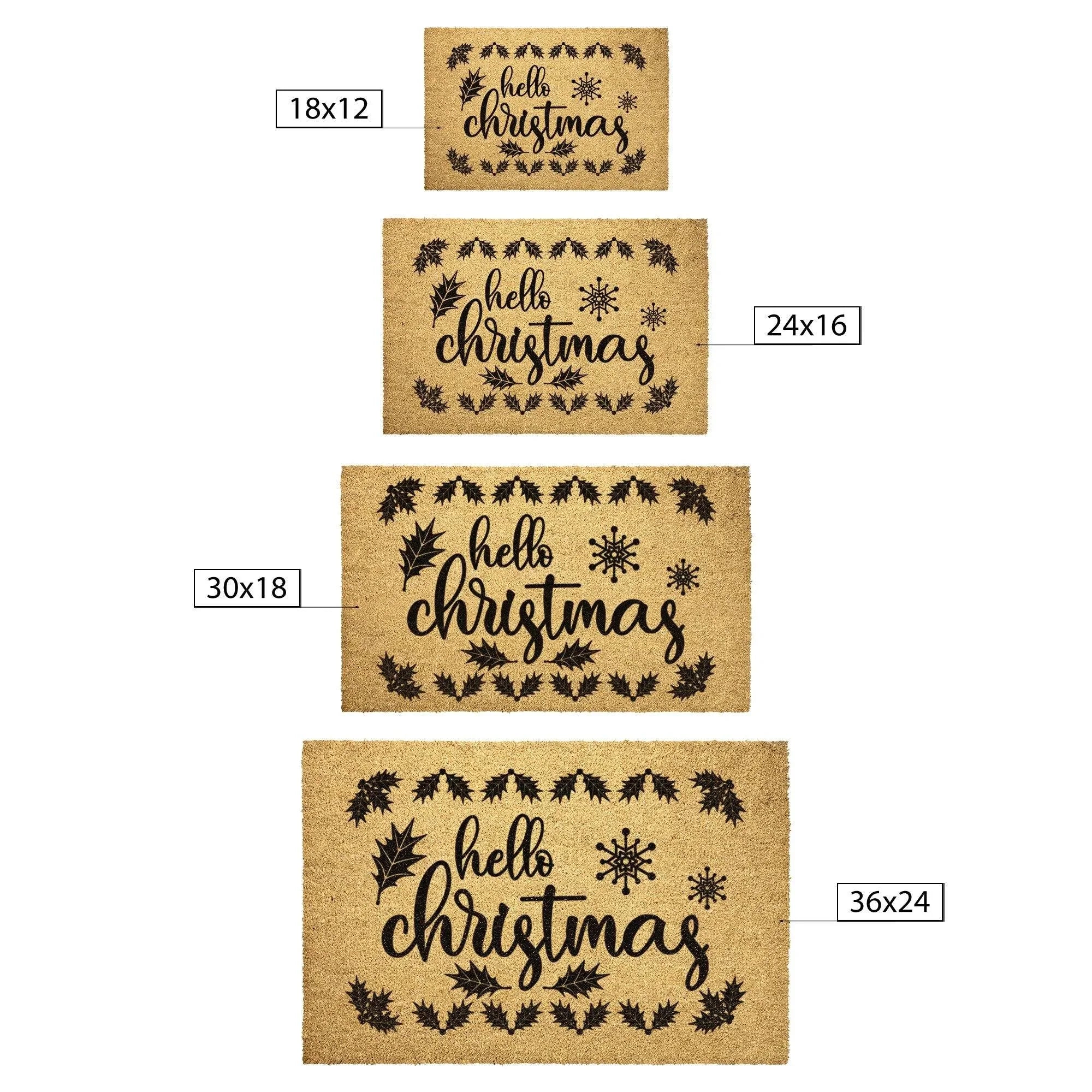 Hello Christmas Doormat – Holiday Outdoor Coir Mat Winter Décor