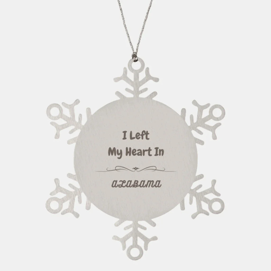 Heartland Keepsakes I Left My Heart In Alabama Snowflake Ornament - Stainless Steel Heirloom Quality