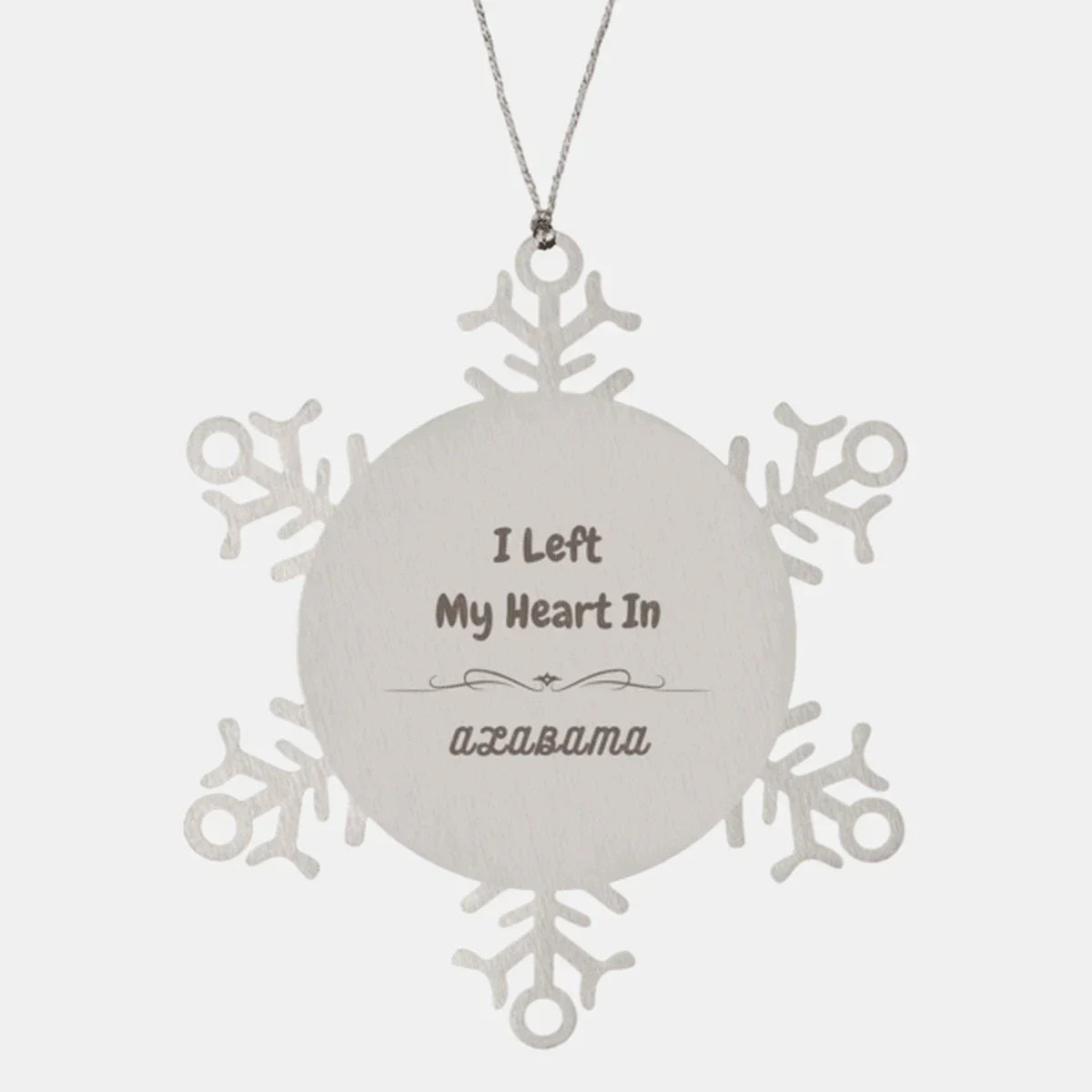 Heartland Keepsakes I Left My Heart In Alabama Snowflake Ornament - Stainless Steel Heirloom Quality