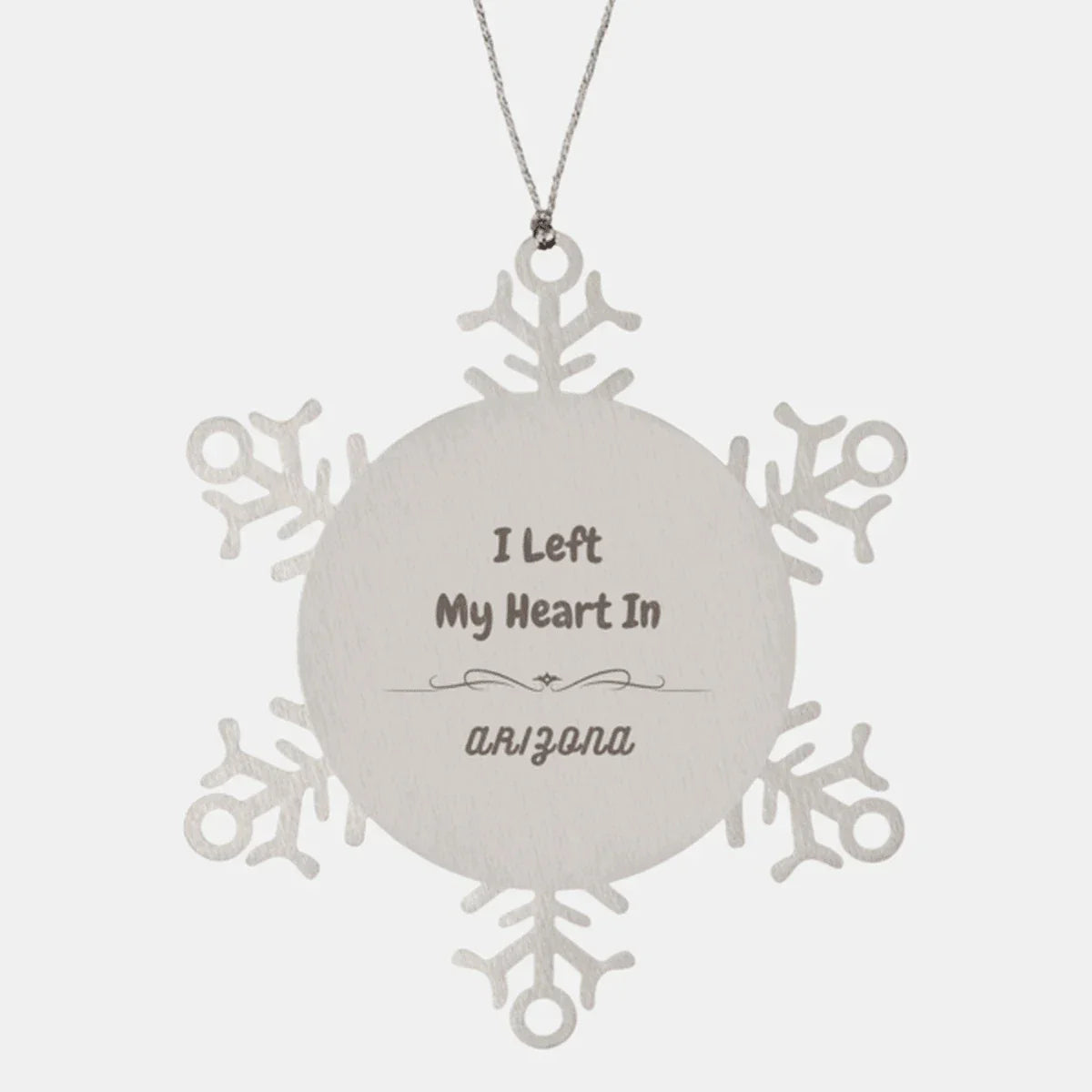 I Left My Heart In Arizona Gifts, Meaningful Arizona State for Friends, Men, Women. Snowflake Ornament for Arizona People