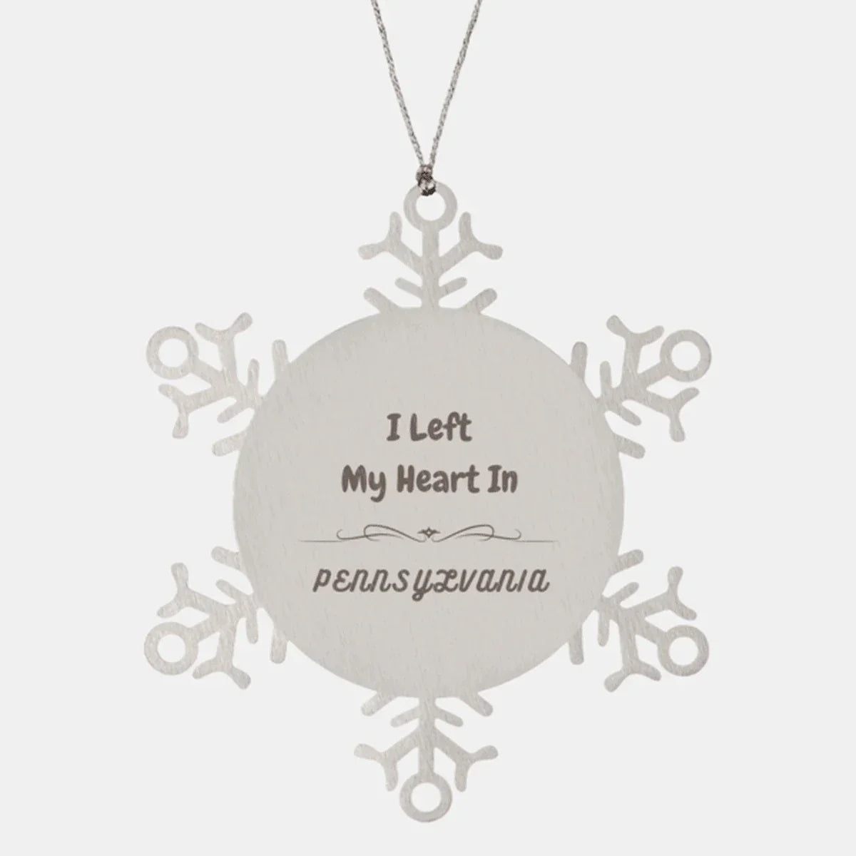 I Left My Heart In Pennsylvania Gifts, Meaningful Pennsylvania State for Friends, Men, Women. Snowflake Ornament for Pennsylvania People