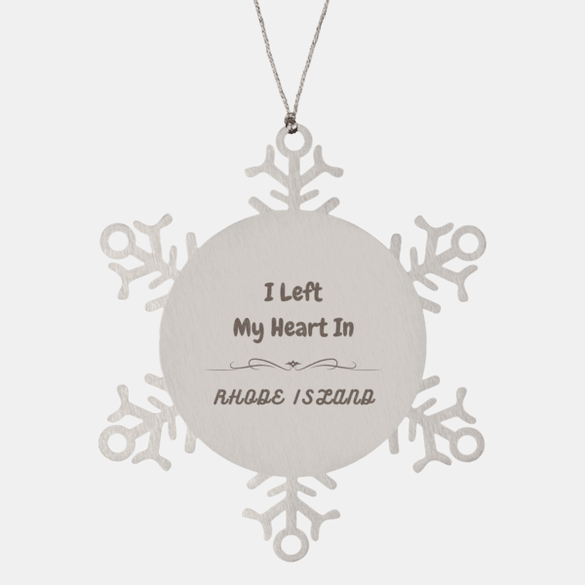 I Left My Heart In Rhode Island Gifts, Meaningful Rhode Island State for Friends, Men, Women. Snowflake Ornament for Rhode Island People