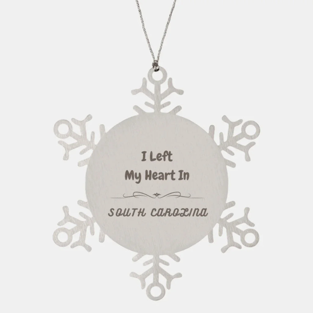 I Left My Heart In South Carolina Gifts, Meaningful South Carolina State for Friends, Men, Women. Snowflake Ornament for South Carolina People