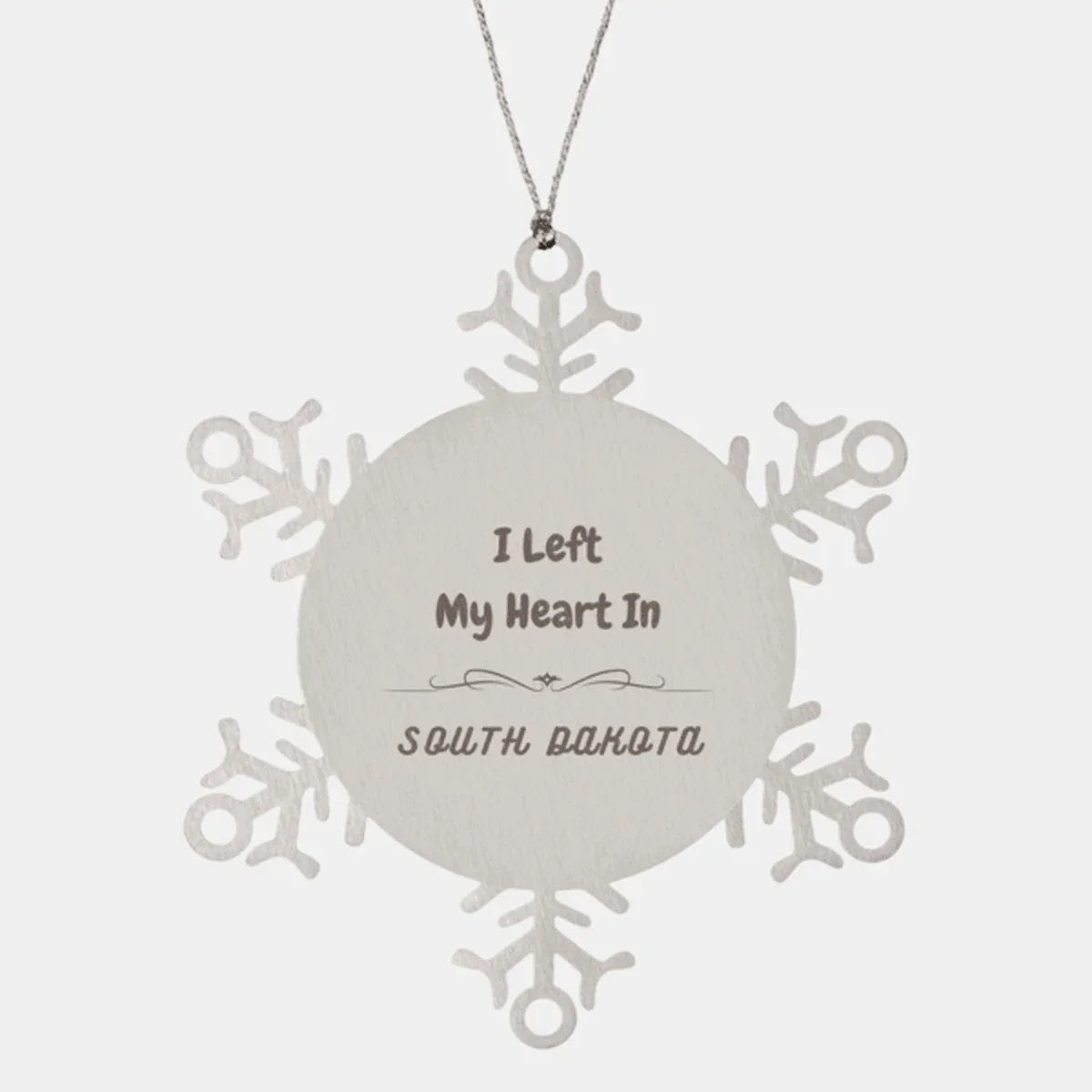 I Left My Heart In South Dakota Gifts, Meaningful South Dakota State for Friends, Men, Women. Snowflake Ornament for South Dakota People