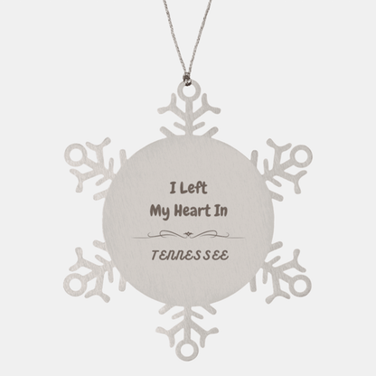 I Left My Heart In Tennessee Gifts, Meaningful Tennessee State for Friends, Men, Women. Snowflake Ornament for Tennessee People