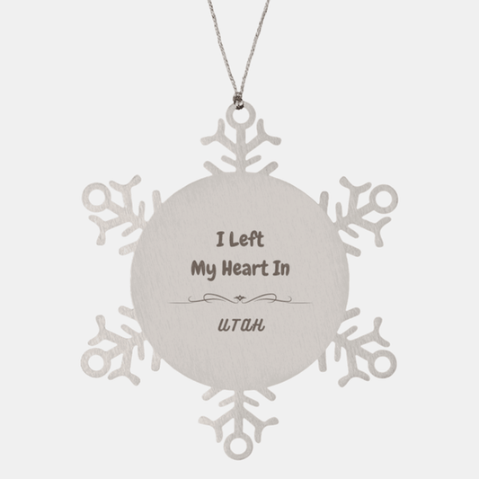 I Left My Heart In Utah Gifts, Meaningful Utah State for Friends, Men, Women. Snowflake Ornament for Utah People - Mallard Moon Gift Shop
