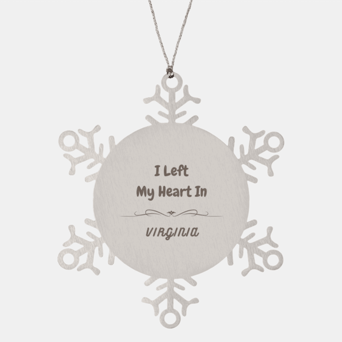 I Left My Heart In Virginia Gifts, Meaningful Virginia State for Friends, Men, Women. Snowflake Ornament for Virginia People
