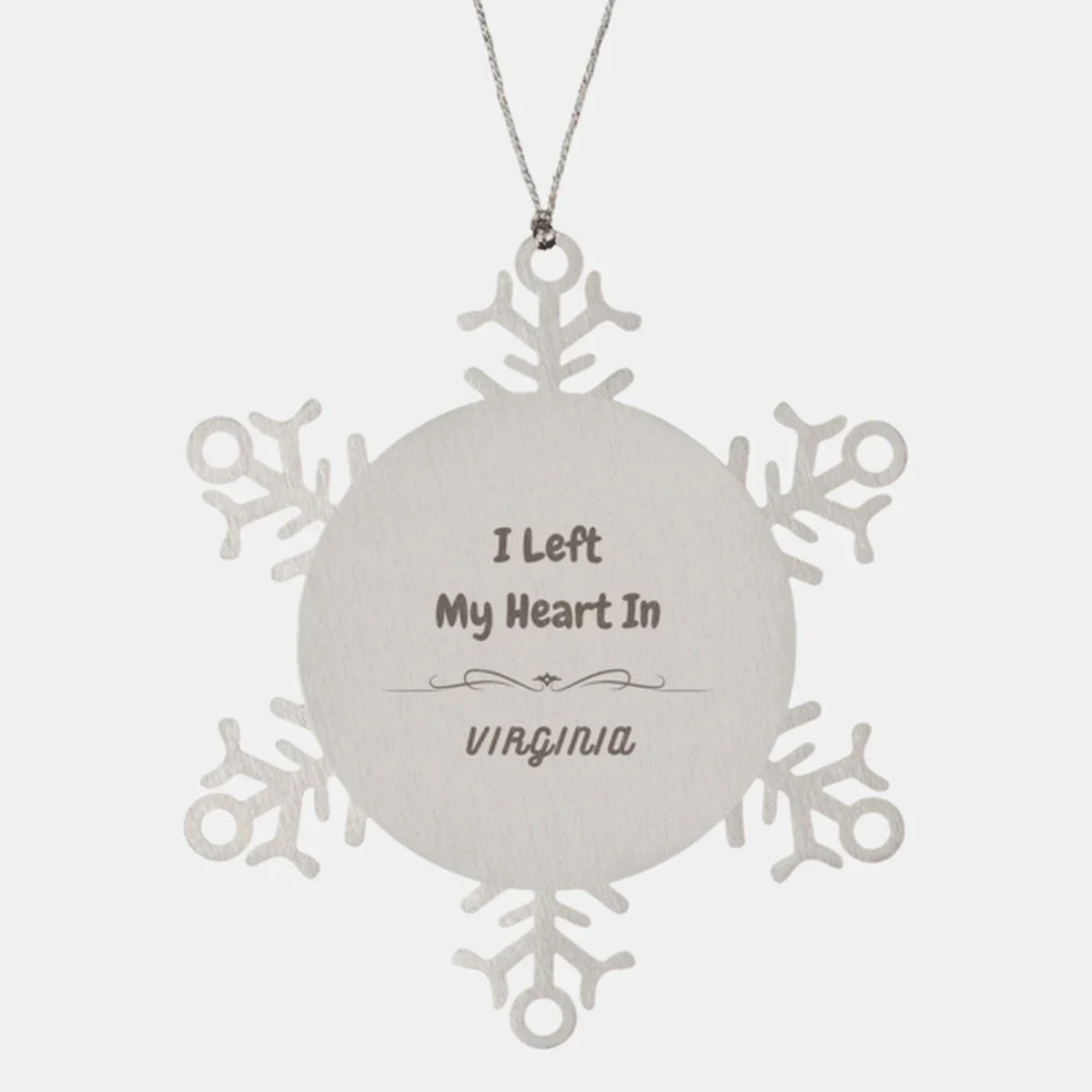 I Left My Heart In Virginia Gifts, Meaningful Virginia State for Friends, Men, Women. Snowflake Ornament for Virginia People