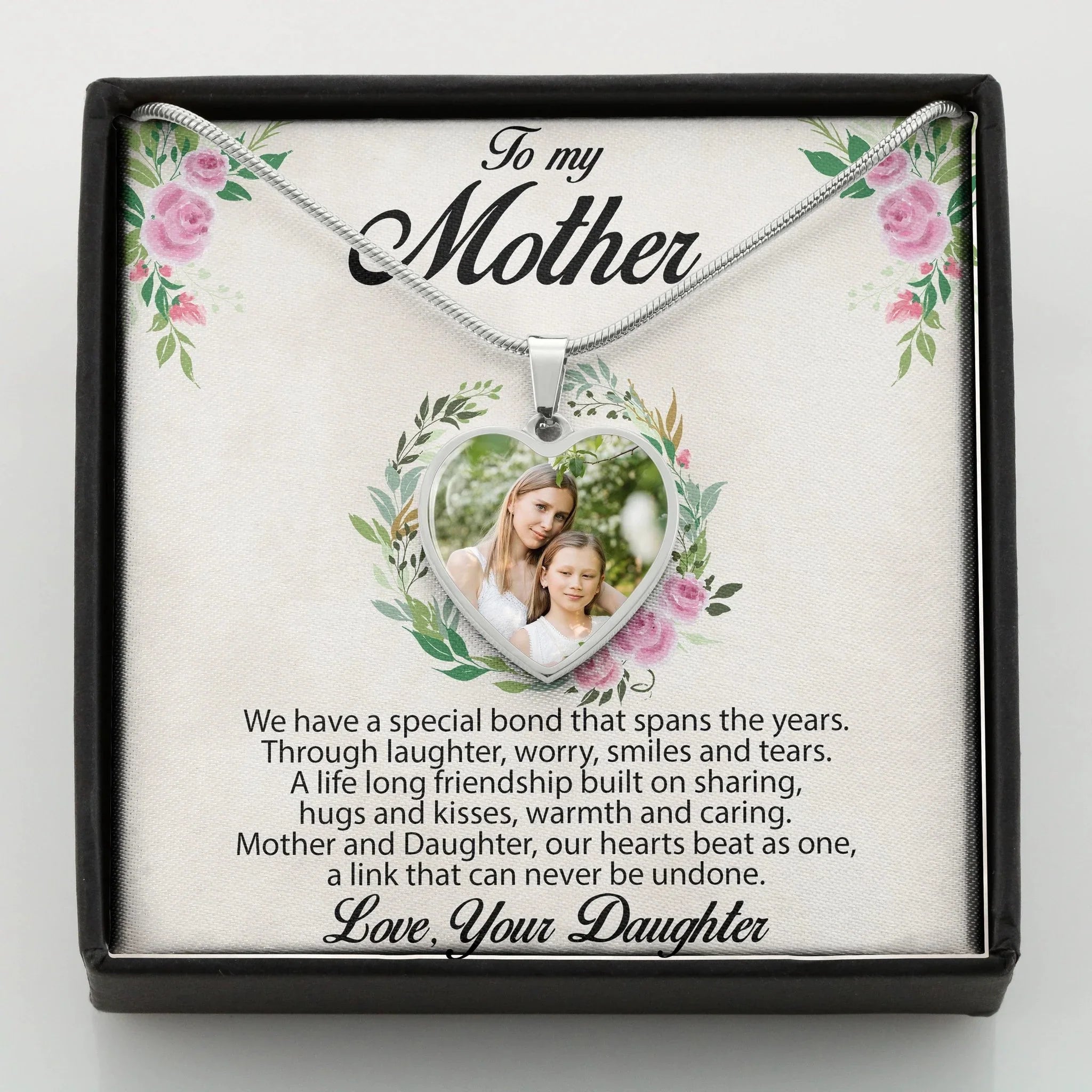 Gift for Mother from Daughter Custom Photo Upload Heart Pendant Necklace