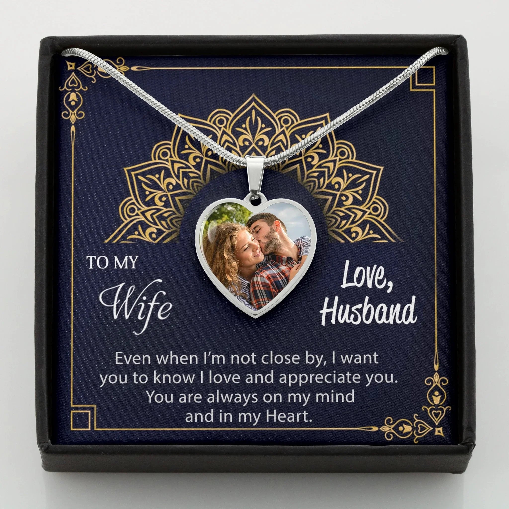 Gift for Wife Custom Photo Upload Heart Pendant Necklace