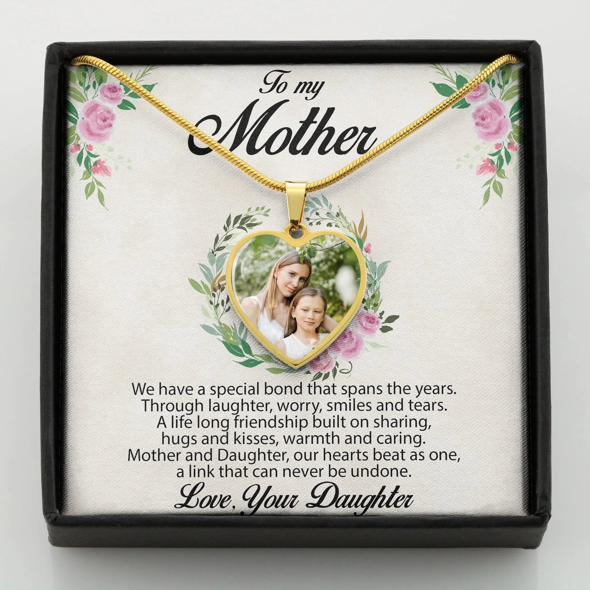 Gift for Mother from Daughter Custom Photo Upload Heart Pendant Necklace