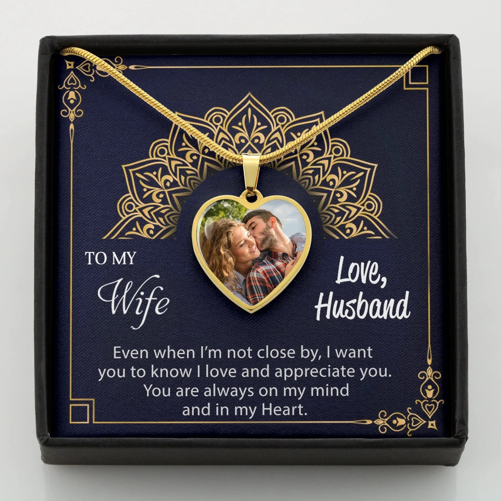 Gift for Wife Custom Photo Upload Heart Pendant Necklace