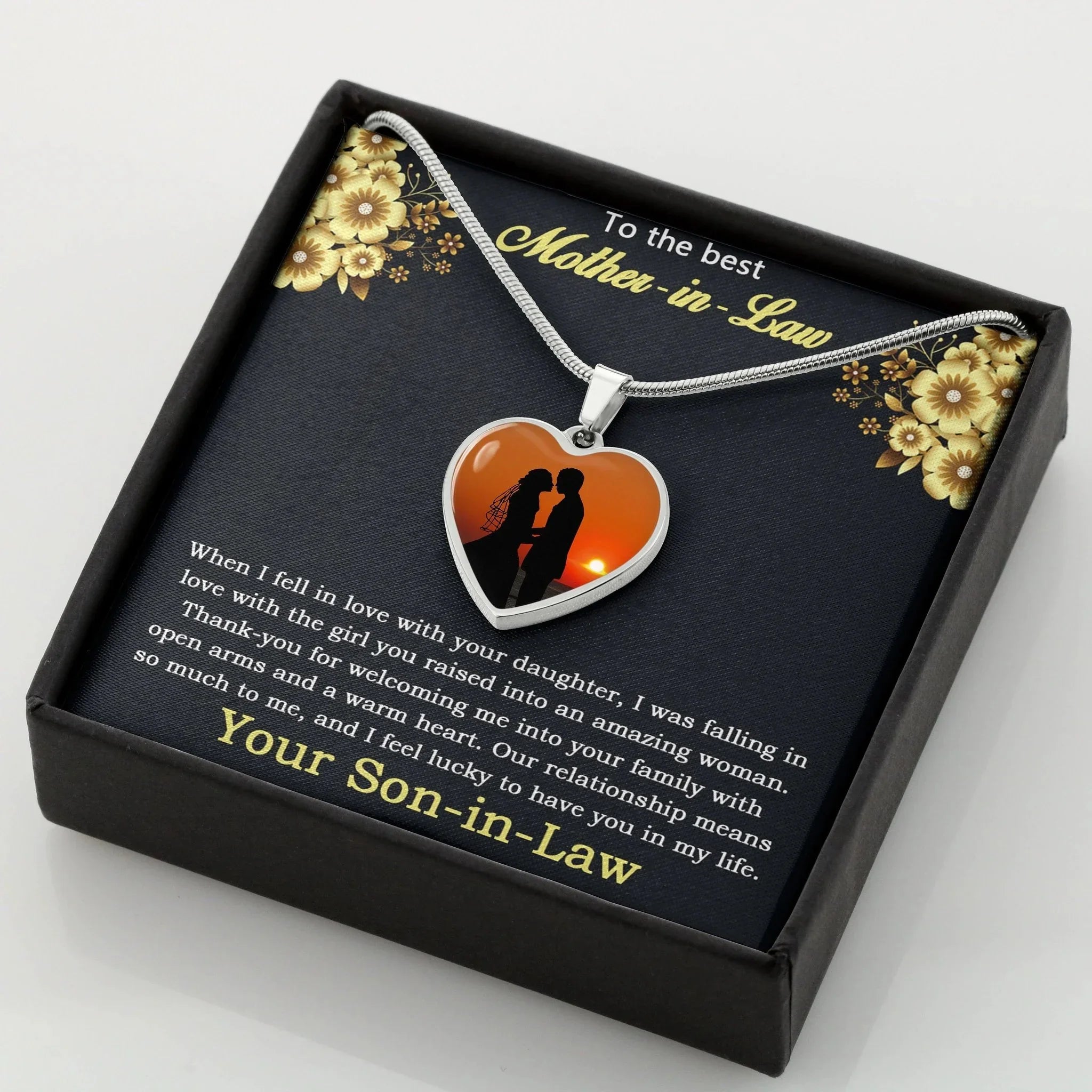 Gift for Mother-in-Law from Son-in-Law Custom Photo Upload Heart Pendant Necklace