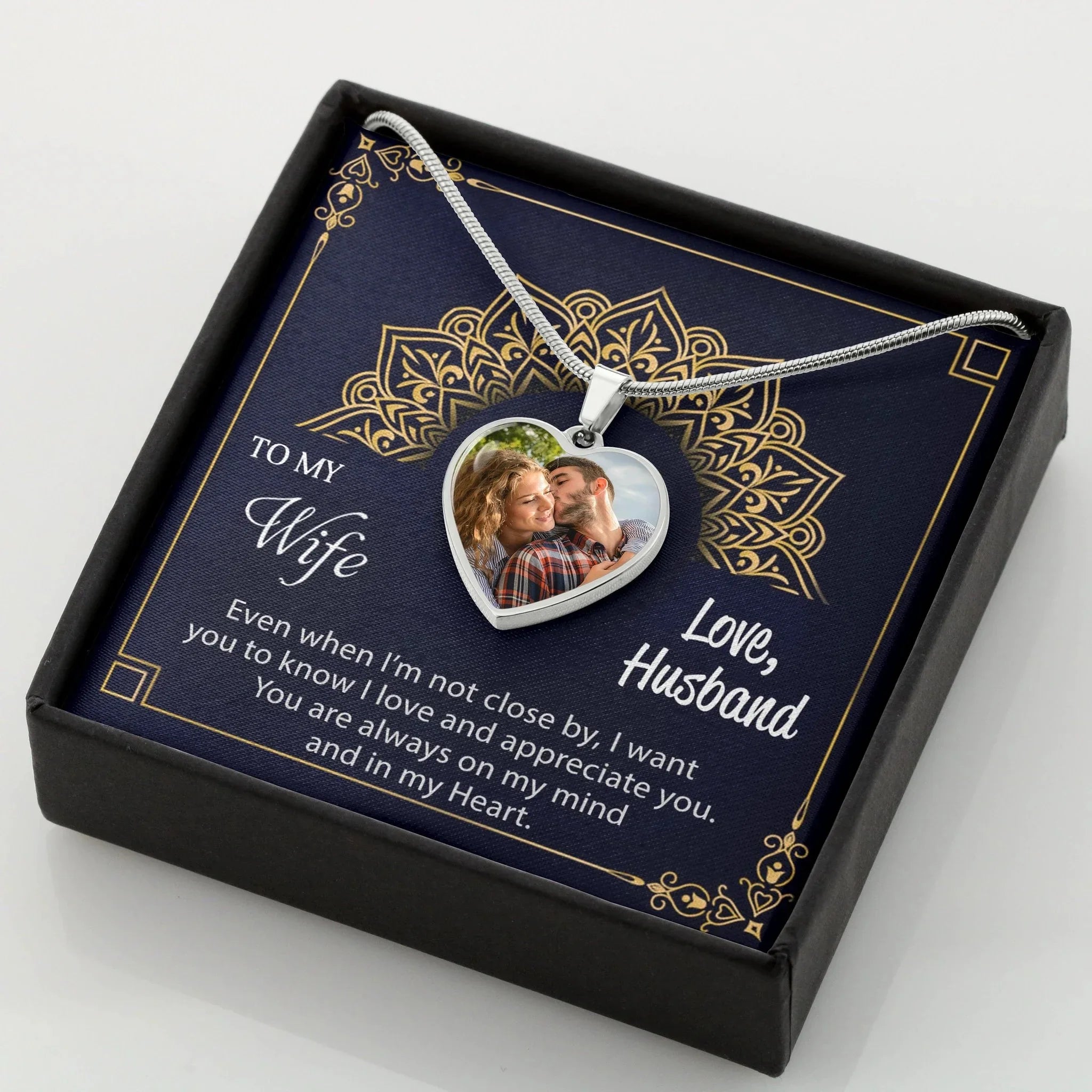 Gift for Wife Custom Photo Upload Heart Pendant Necklace
