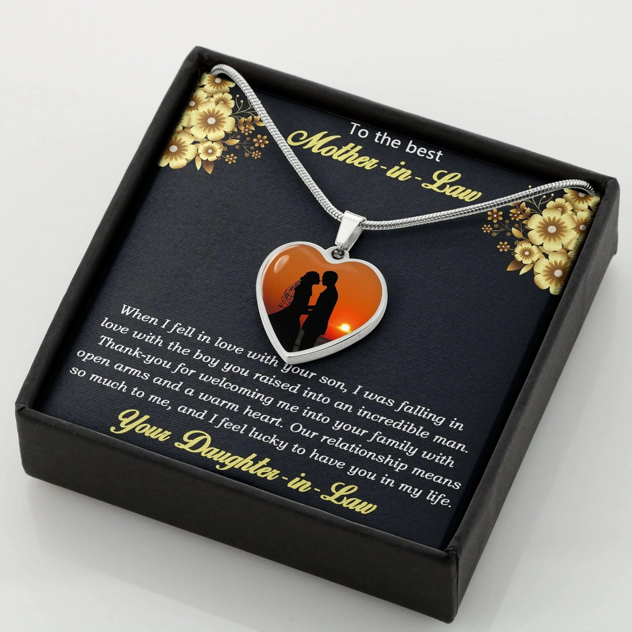 Gift for Mother-in-Law from Daughter-in-Law Custom Photo Heart Pendant Necklace
