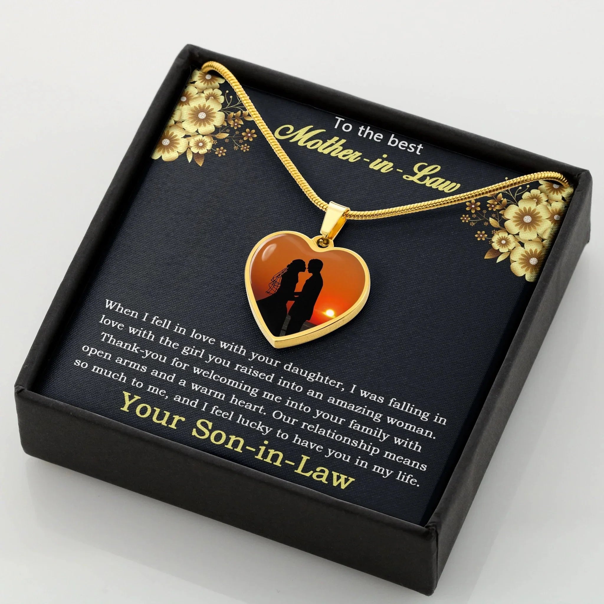 Gift for Mother-in-Law from Son-in-Law Custom Photo Upload Heart Pendant Necklace