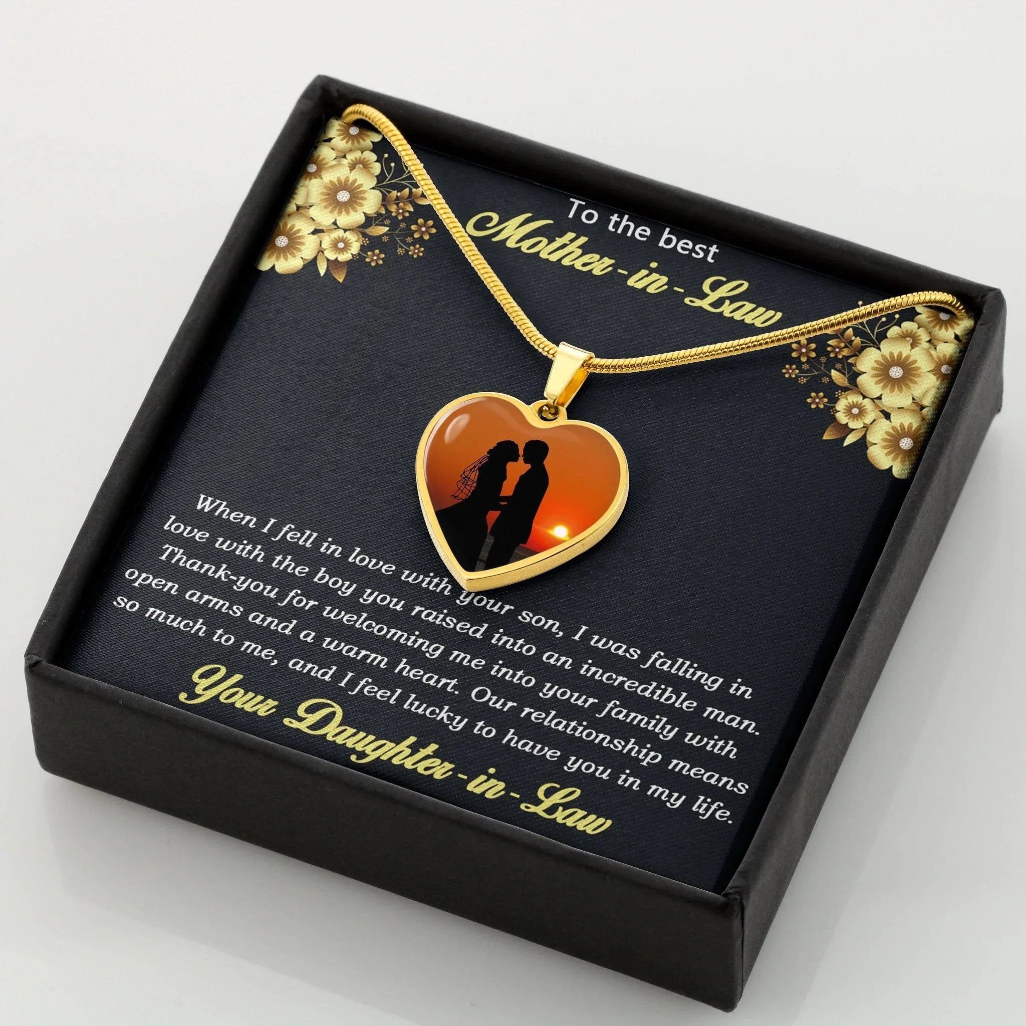 Gift for Mother-in-Law from Daughter-in-Law Custom Photo Heart Pendant Necklace