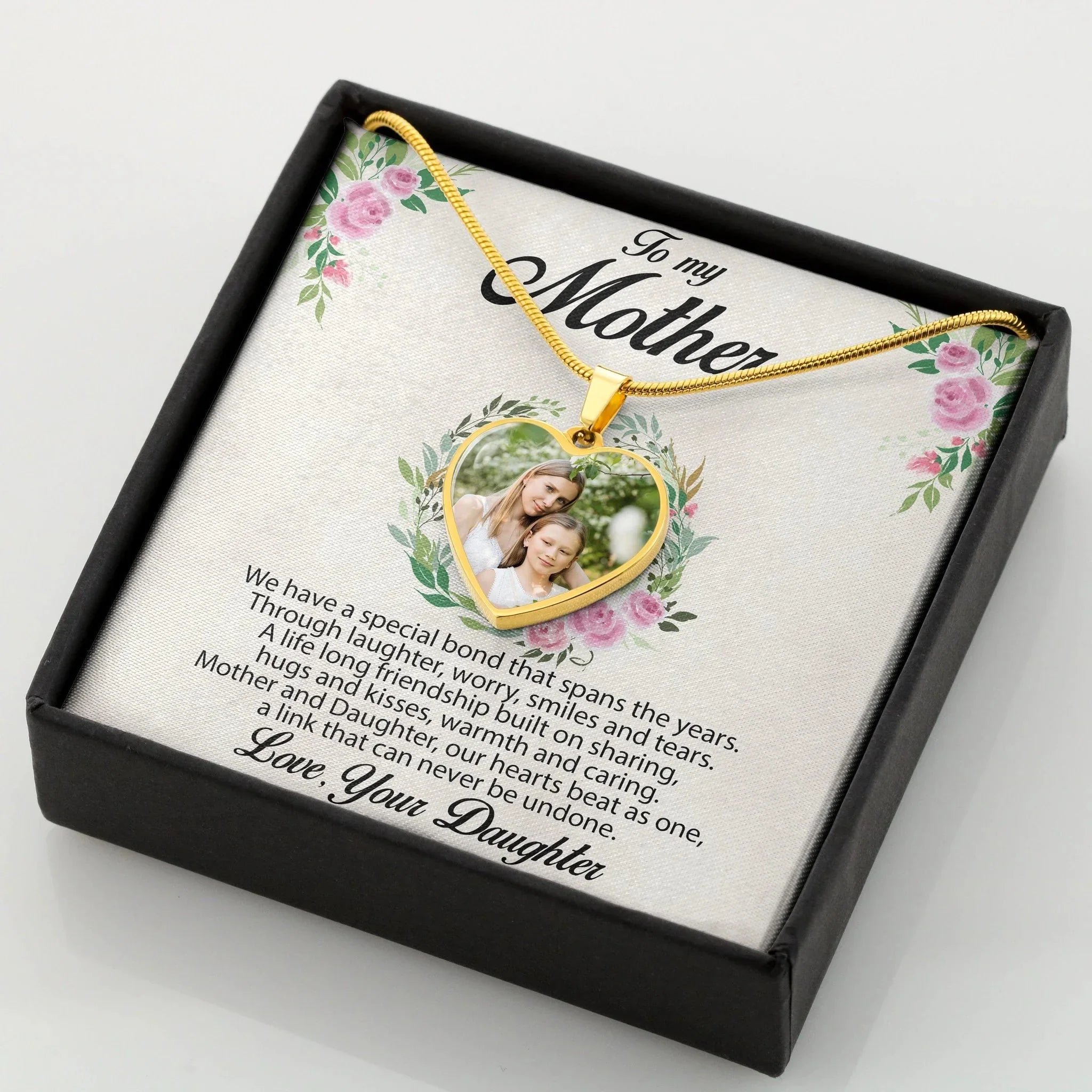 Gift for Mother from Daughter Custom Photo Upload Heart Pendant Necklace