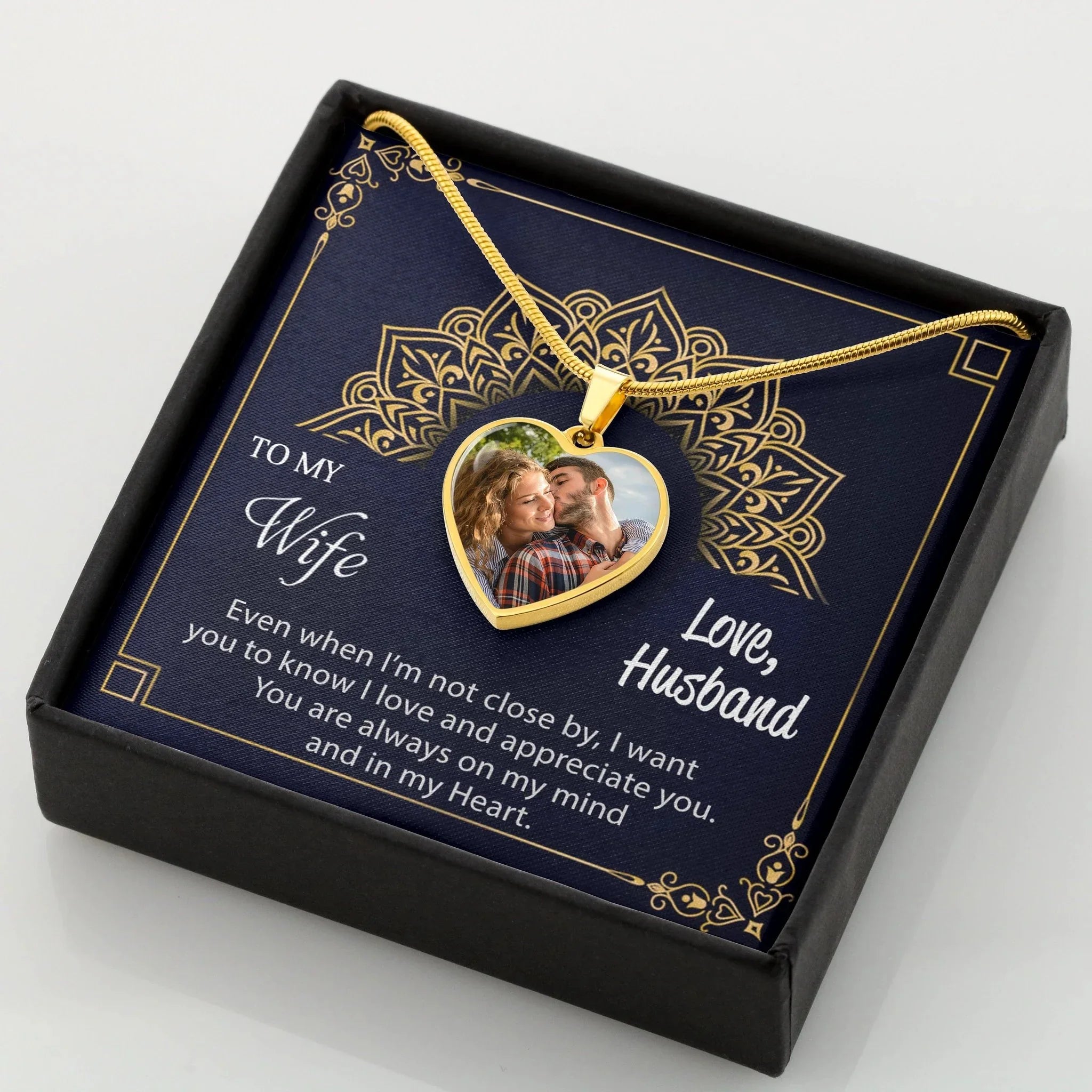 Gift for Wife Custom Photo Upload Heart Pendant Necklace