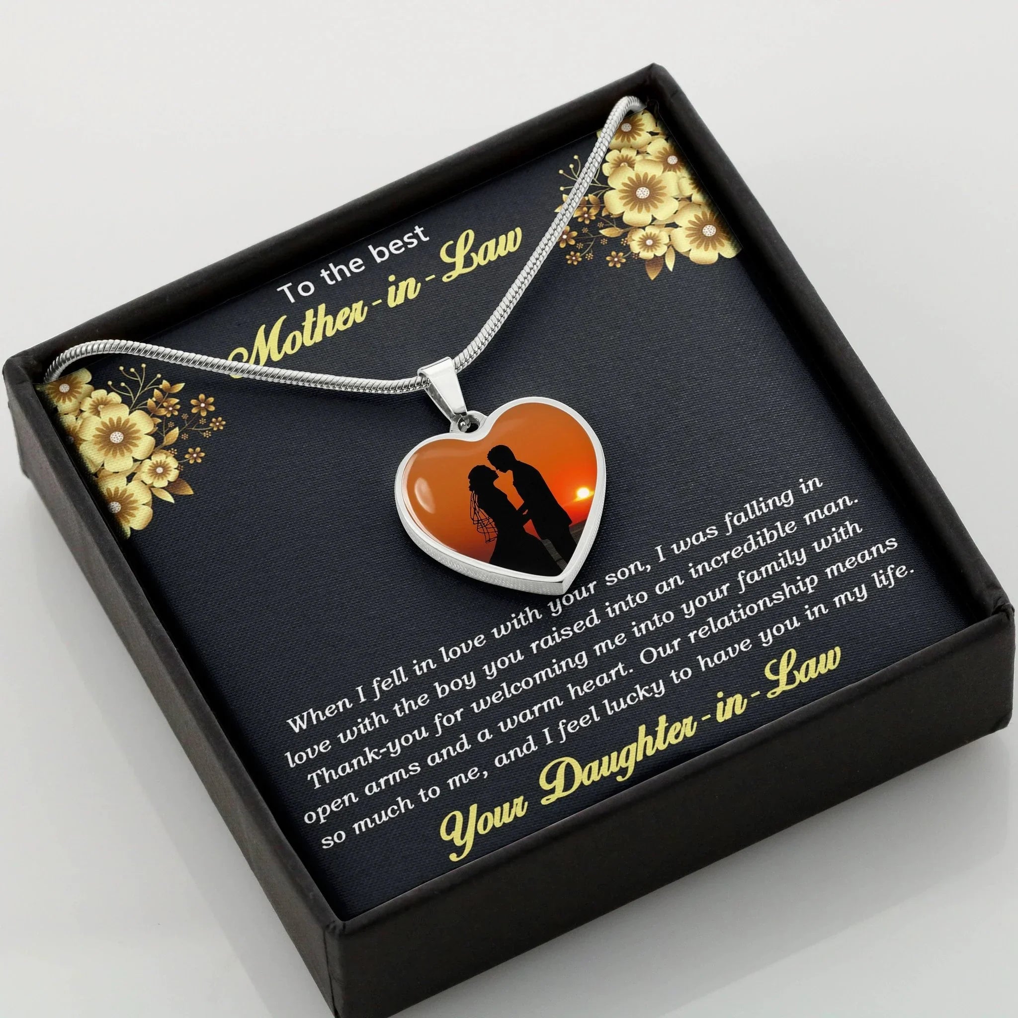 Gift for Mother-in-Law from Daughter-in-Law Custom Photo Heart Pendant Necklace