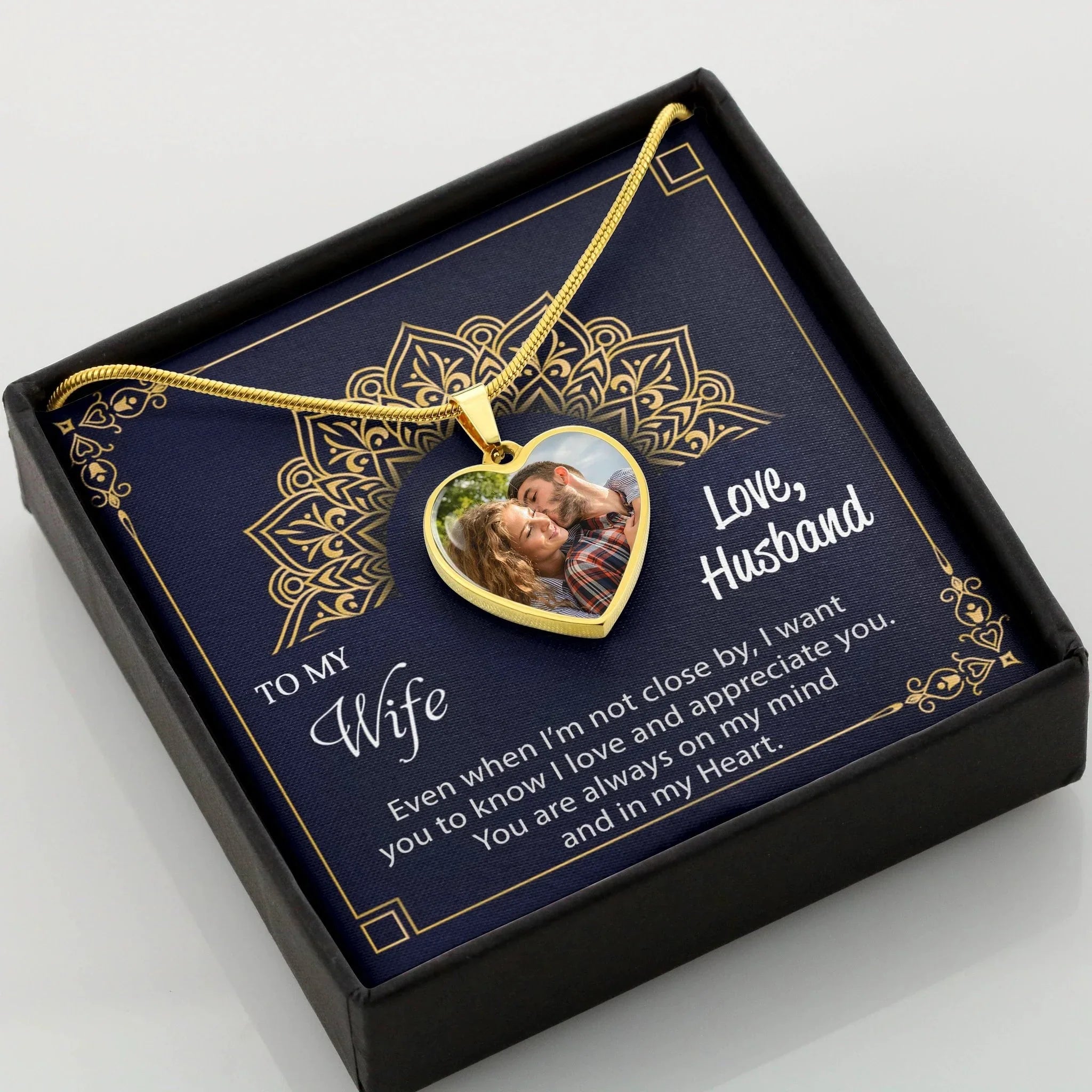 Gift for Wife Custom Photo Upload Heart Pendant Necklace