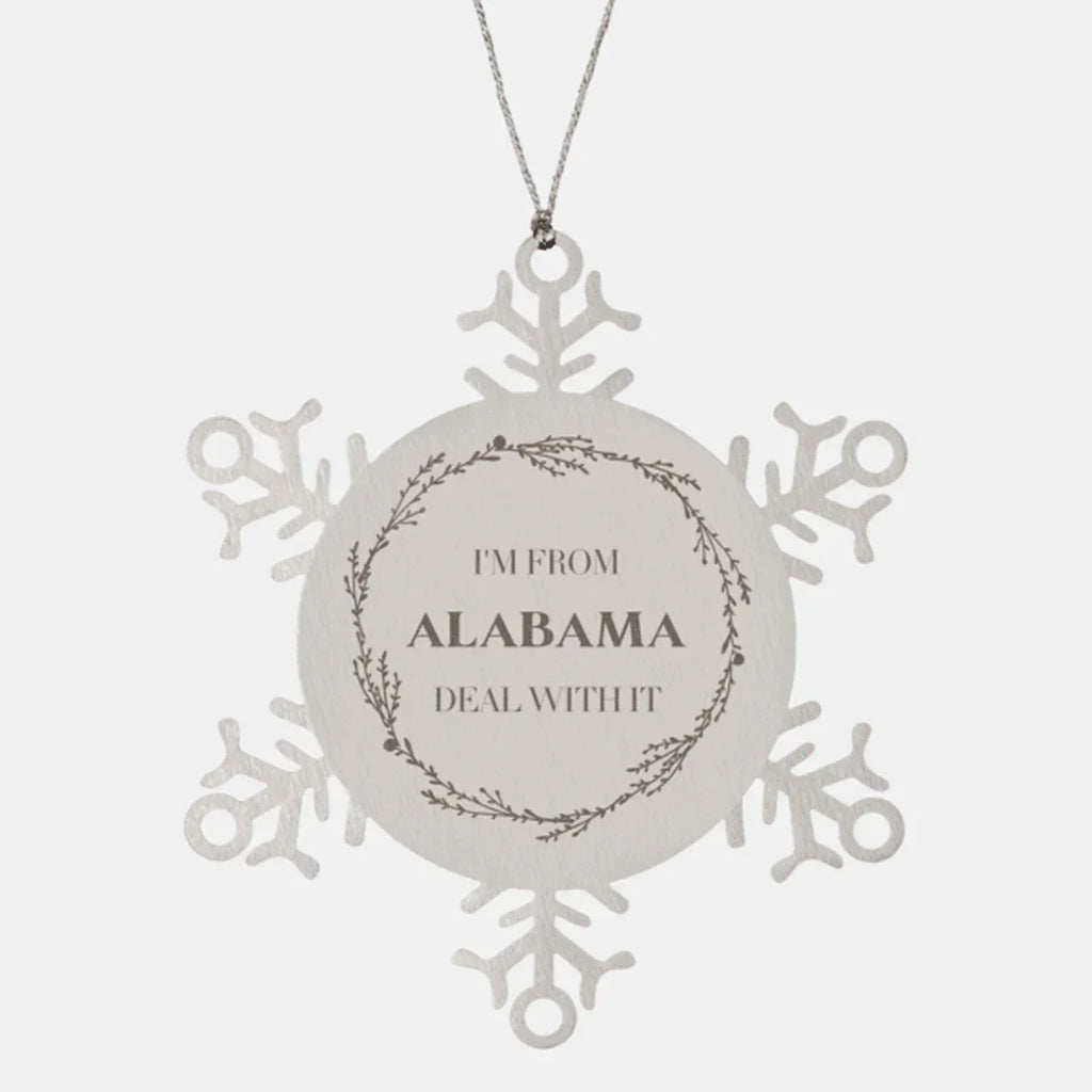 Southern Pride Keepsakes Alabama State Snowflake Ornament - Durable Engraved Stainless Steel