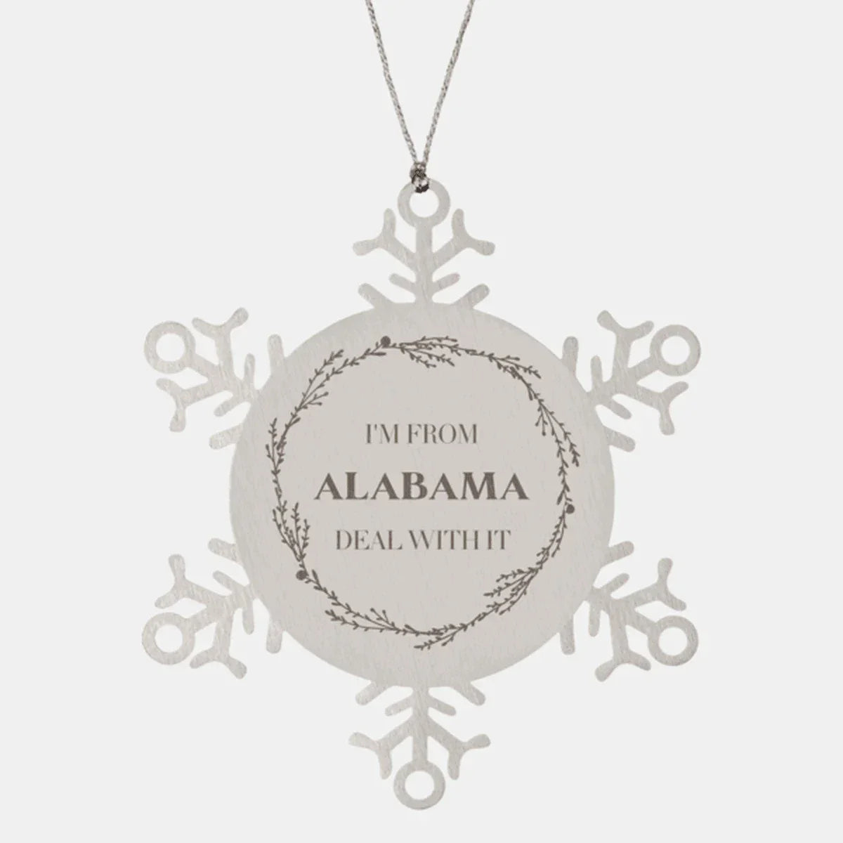Southern Pride Keepsakes Alabama State Snowflake Ornament - Durable Engraved Stainless Steel