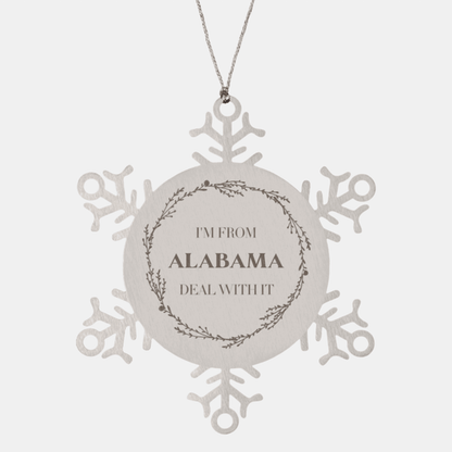 I'm from Alabama, Deal with it, Proud Alabama State Snowflake Ornament