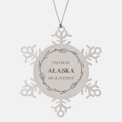 I'm from Alaska, Deal with it, Proud Alaska State Snowflake Ornament Gifts