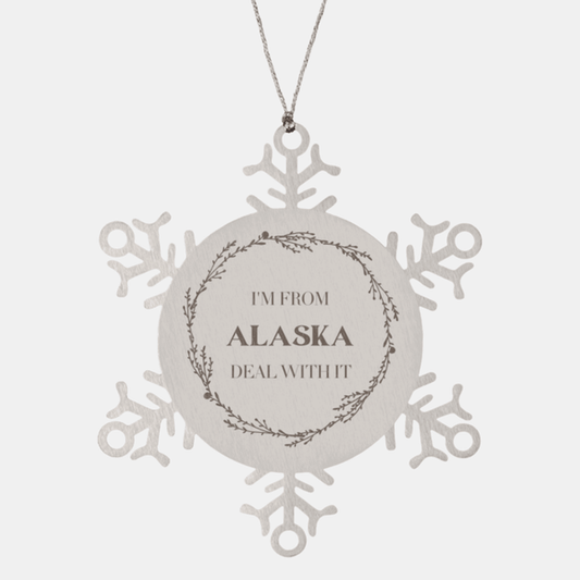 I'm from Alaska, Deal with it, Proud Alaska State Snowflake Ornament Gifts