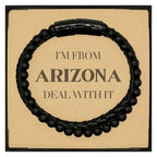 I'm from Arizona, Deal with it, Proud Arizona State Gifts, Arizona Stone Leather Bracelets Gift Idea, Christmas Gifts for Arizona People, Coworkers, Colleague