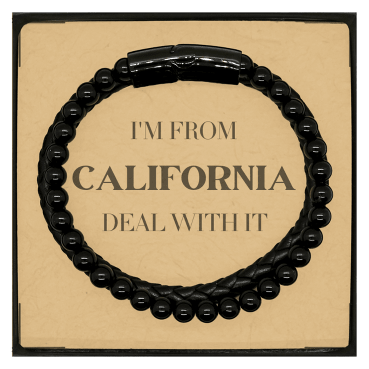 I'm from California, Deal with it, Proud California State Gifts, California Stone Leather Bracelets Gift Idea, Christmas Gifts for California People, Coworkers, Colleague - Mallard Moon Gift Shop