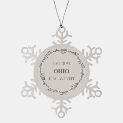 I'm from Ohio, Deal with it, Proud Ohio State Snowflake Ornament Gifts