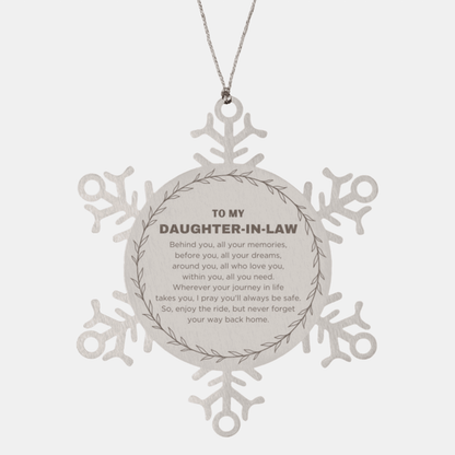 Inspirational Daughter-in-law Snowflake Ornament - Behind you, all your Memories, Before you, all your Dreams - Birthday, Christmas Holiday Gifts - Mallard Moon Gift Shop