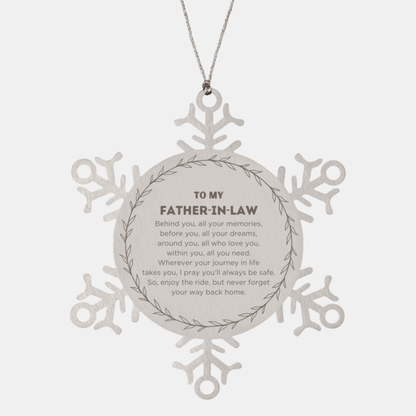 Inspirational Father-In-Law Snowflake Ornament, Behind you, all your Memories, Before you, all your Dreams - Birthday, Christmas Holiday Gifts