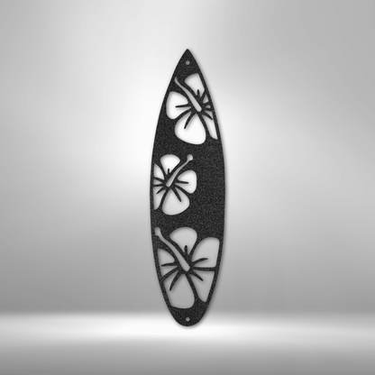 Surfboard Flowers Indoor Outdoor Steel Wall Sign Art - Mallard Moon Gift Shop